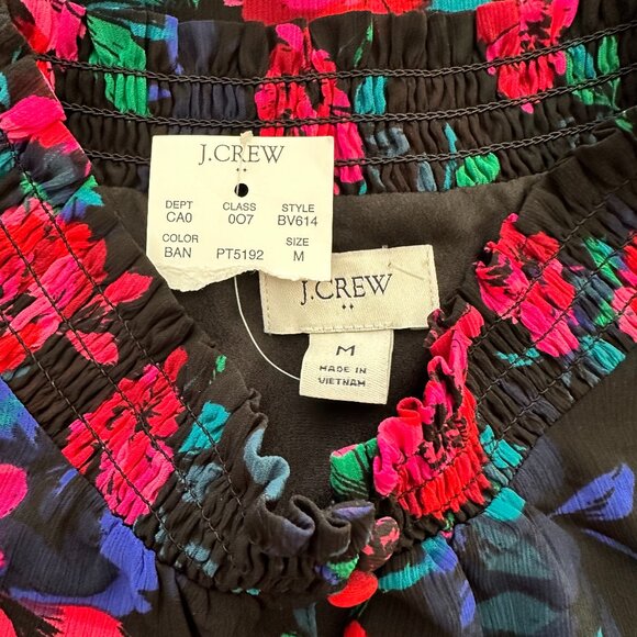 J.Crew Women's Top Medium Black with Floral Design - Picture 7 of 10